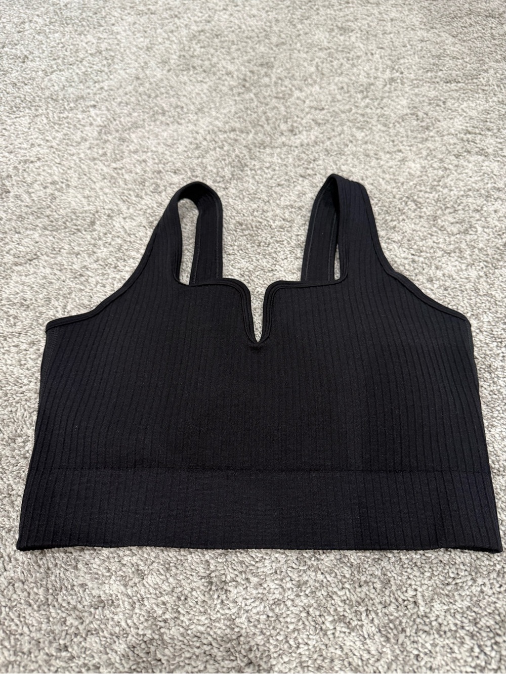 BuffBunny Black Ribbed V-Notch Crop Tank